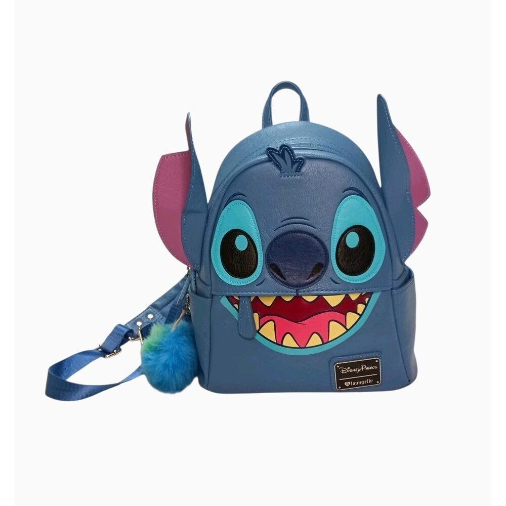 Loungefly Disney Parks Stitch Face Faux Leather Mini Backpack Bag Lilo & Stitch